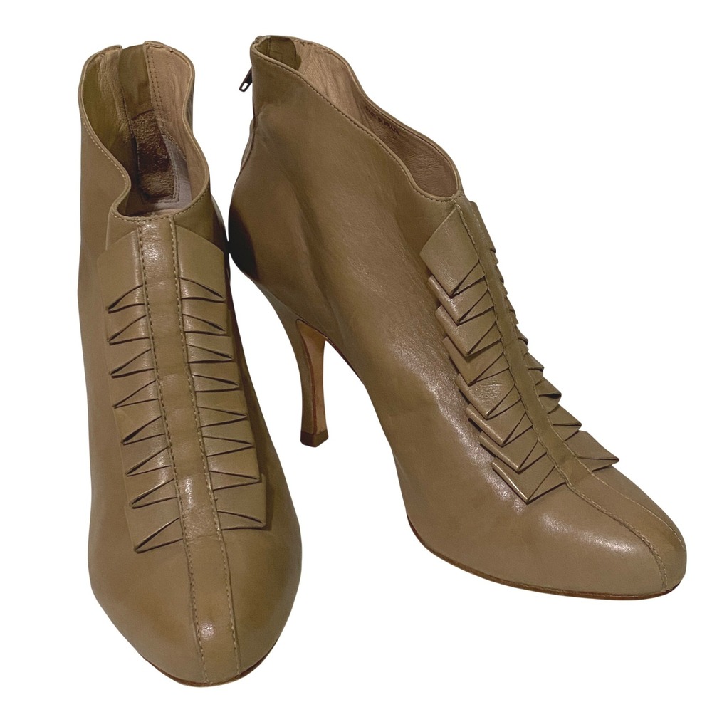 Pour La Victoire Butter Soft Leather Ankle Boots Booties Size 10 Taupe Rear Zip